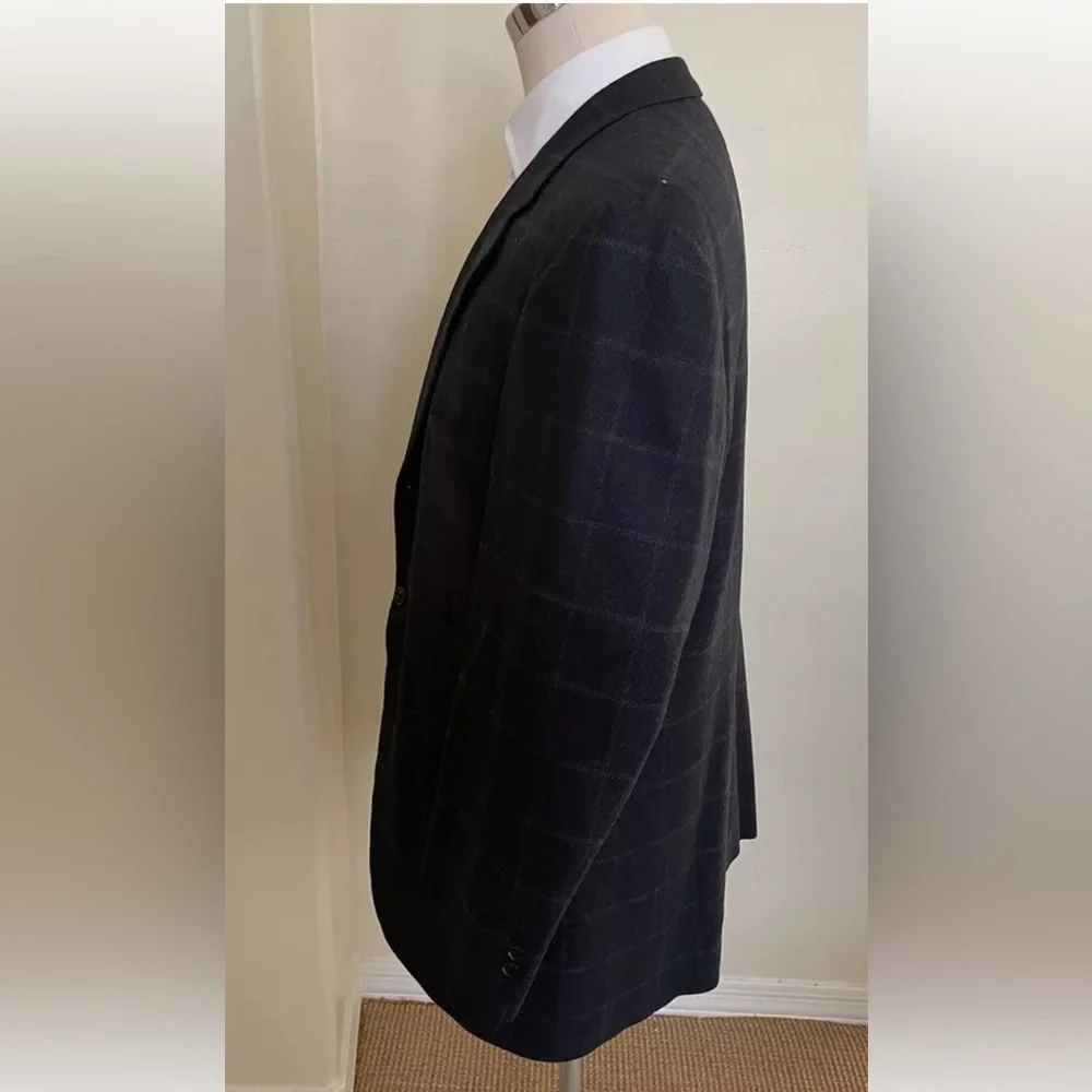 Samuelsohn x Loro Piana Wool & Cashmere Vintage Windowpane Check Jacket 47‎ L